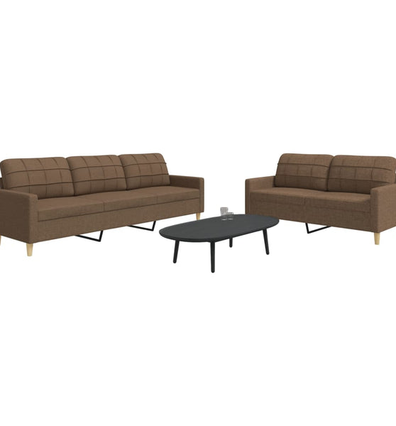 2-tlg. Sofagarnitur Braun Stoff