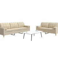 2-tlg. Sofagarnitur mit Dekokissen Creme Stoff