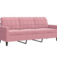 3-tlg. Sofagarnitur mit Kissen Rosa Samt