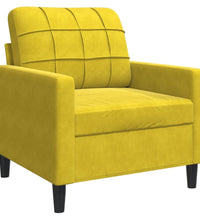 3-tlg. Sofagarnitur mit Kissen Gelb Samt