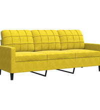 3-tlg. Sofagarnitur mit Kissen Gelb Samt