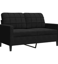 3-tlg. Sofagarnitur mit Kissen und Nackenrollen Schwarz Samt