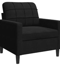 3-tlg. Sofagarnitur mit Kissen und Nackenrollen Schwarz Samt