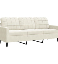 3-tlg. Sofagarnitur mit Kissen und Nackenrollen Creme Samt