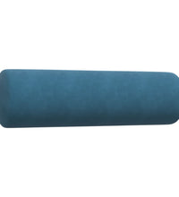 3-tlg. Sofagarnitur mit Kissen und Nackenrollen Blau Samt