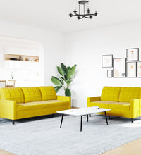2-tlg. Sofagarnitur mit Kissen Gelb Samt