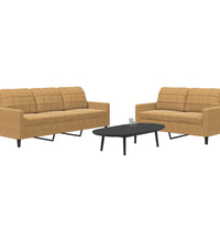 2-tlg. Sofagarnitur mit Kissen Braun Samt