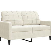 2-tlg. Sofagarnitur mit Kissen Creme Samt