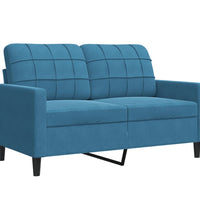 2-tlg. Sofagarnitur mit Kissen Blau Samt