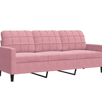 2-tlg. Sofagarnitur mit Kissen und Nackenrollen Rosa Samt