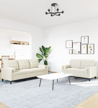 2-tlg. Sofagarnitur mit Kissen und Nackenrollen Creme Samt