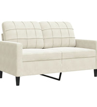 2-tlg. Sofagarnitur mit Kissen und Nackenrollen Creme Samt