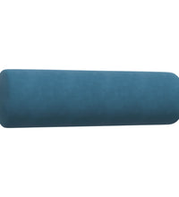 2-tlg. Sofagarnitur mit Kissen und Nackenrollen Blau Samt