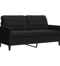 3-tlg. Sofagarnitur mit Kissen Schwarz Samt