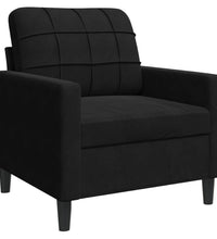 3-tlg. Sofagarnitur mit Kissen Schwarz Samt