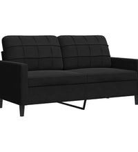 2-tlg. Sofagarnitur mit Kissen Schwarz Samt