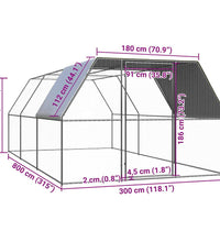 Hühnerkäfig 3x8x2 m Verzinkter Stahl