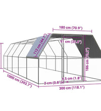 Hühnerkäfig 3x10x2 m Verzinkter Stahl