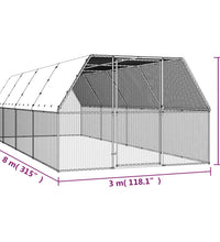 Hühnerkäfig 3x8x2 m Verzinkter Stahl