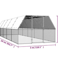 Hühnerkäfig 3x10x2 m Verzinkter Stahl