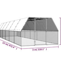 Hühnerkäfig 3x12x2 m Verzinkter Stahl