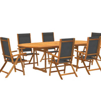 7-tlg. Garten-Essgruppe Massivholz Akazie und Textilene