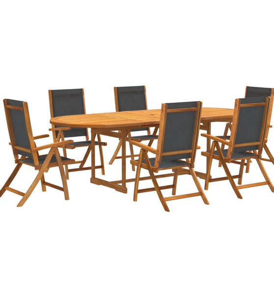 7-tlg. Garten-Essgruppe Massivholz Akazie und Textilene