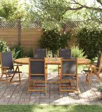 7-tlg. Garten-Essgruppe Massivholz Akazie und Textilene