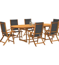 7-tlg. Garten-Essgruppe Massivholz Akazie und Textilene