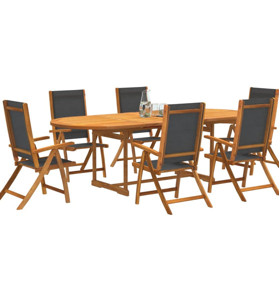 7-tlg. Garten-Essgruppe Massivholz Akazie und Textilene