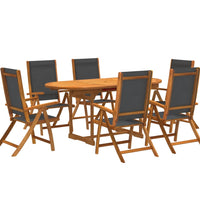 7-tlg. Garten-Essgruppe Massivholz Akazie und Textilene