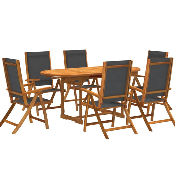 7-tlg. Garten-Essgruppe Massivholz Akazie und Textilene