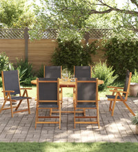7-tlg. Garten-Essgruppe Massivholz Akazie und Textilene