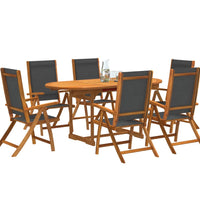 7-tlg. Garten-Essgruppe Massivholz Akazie und Textilene