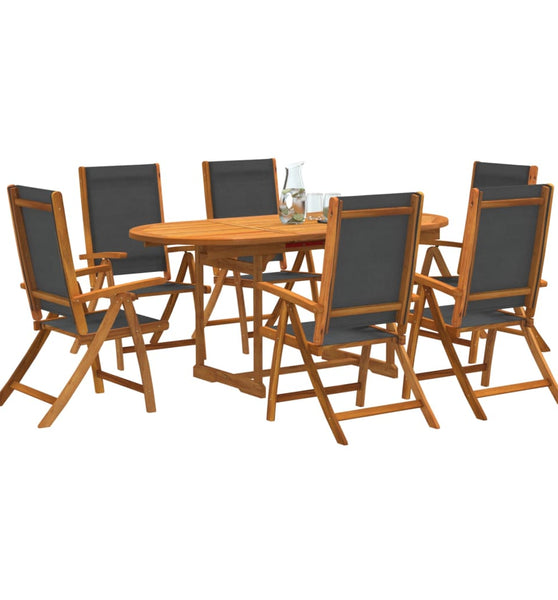 7-tlg. Garten-Essgruppe Massivholz Akazie und Textilene