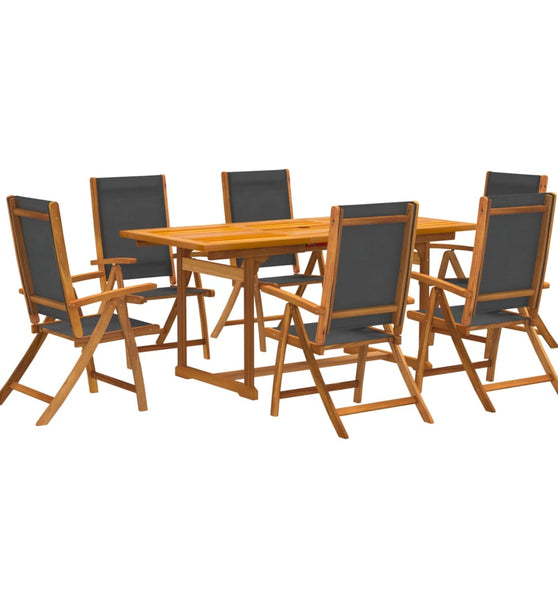 7-tlg. Garten-Essgruppe Massivholz Akazie und Textilene