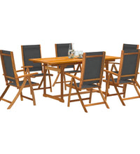 7-tlg. Garten-Essgruppe Massivholz Akazie und Textilene