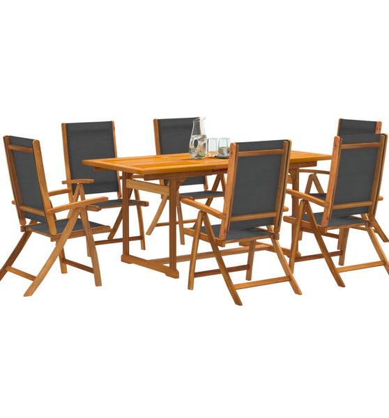 7-tlg. Garten-Essgruppe Massivholz Akazie und Textilene