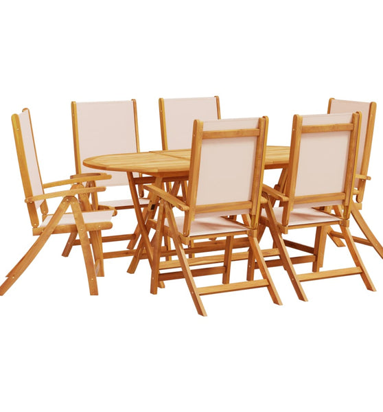7-tlg. Garten-Essgruppe Massivholz Akazie und Textilene