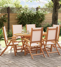 7-tlg. Garten-Essgruppe Massivholz Akazie und Textilene