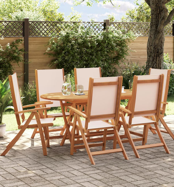 7-tlg. Garten-Essgruppe Massivholz Akazie und Textilene