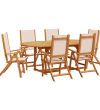 7-tlg. Garten-Essgruppe Massivholz Akazie und Textilene