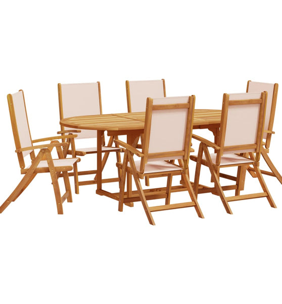 7-tlg. Garten-Essgruppe Massivholz Akazie und Textilene
