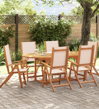 7-tlg. Garten-Essgruppe Massivholz Akazie und Textilene