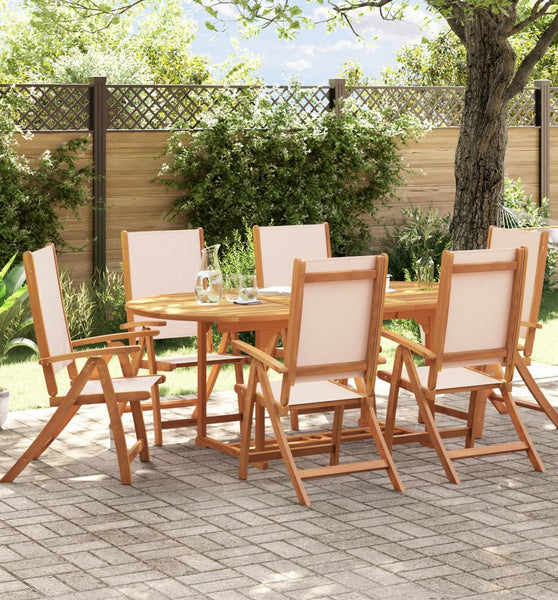 7-tlg. Garten-Essgruppe Massivholz Akazie und Textilene