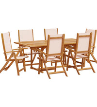7-tlg. Garten-Essgruppe Massivholz Akazie und Textilene