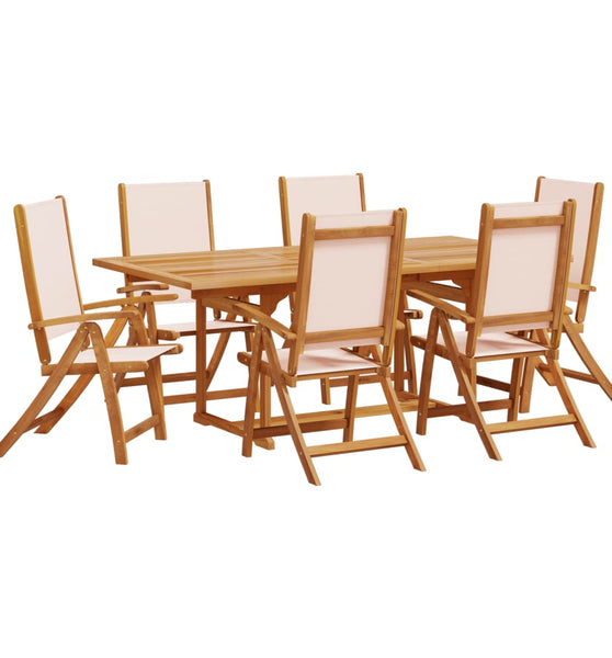 7-tlg. Garten-Essgruppe Massivholz Akazie und Textilene