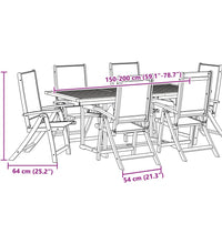 7-tlg. Garten-Essgruppe Massivholz Akazie und Textilene