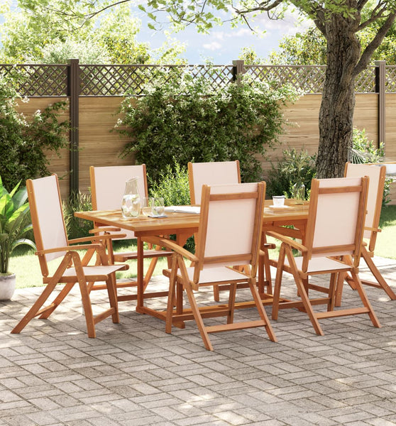 7-tlg. Garten-Essgruppe Massivholz Akazie und Textilene