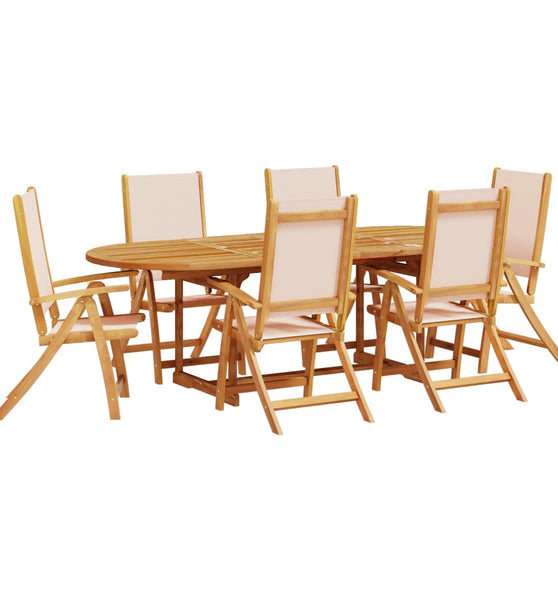 7-tlg. Garten-Essgruppe Massivholz Akazie und Textilene